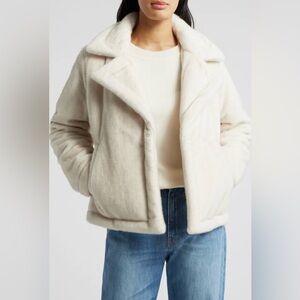 Sam Edelman Cream Teddy Jacket Cozy Faux Fur